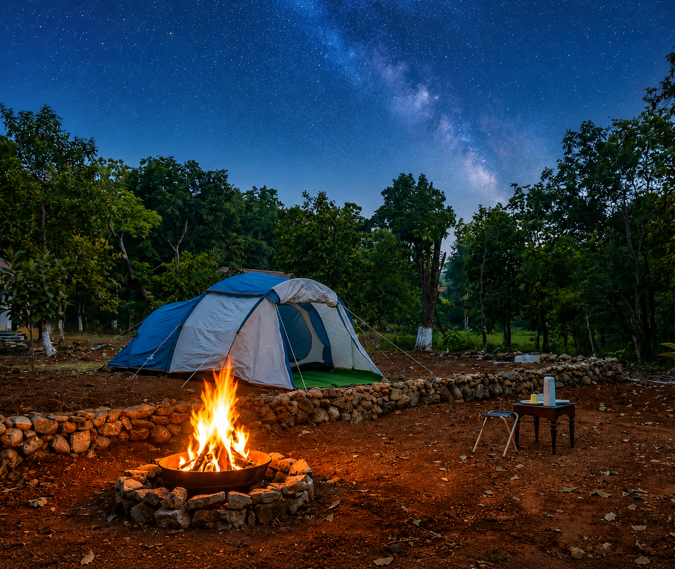 Forest camping tent Satpura Tiger Reserve jungle camping night stay Madhya Pradesh